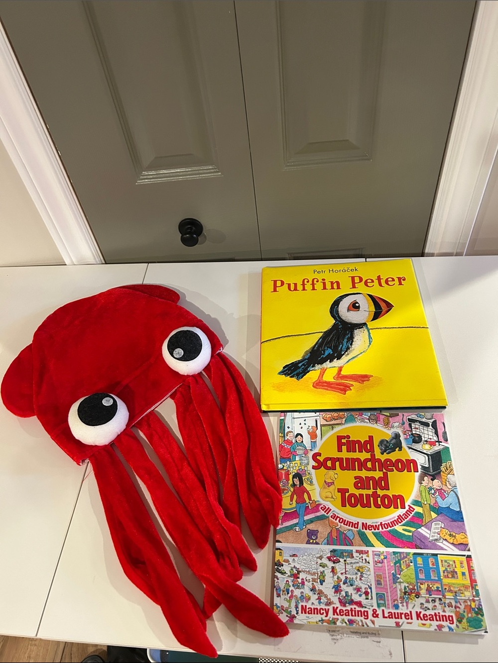 Puffin Peter, Find Scruncheon and Touton books and Squid Hat